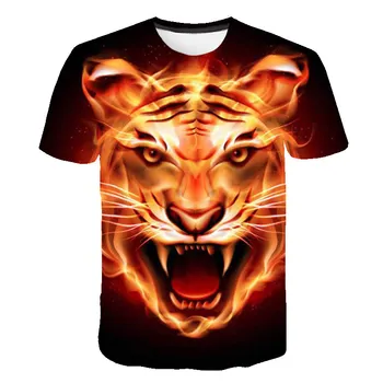 3d-prinditud looma-Hunt/tiger/lion king laste T-särk suvel moe krae ümber 4t-14t poisid ja tüdrukud streetwear t-särgid