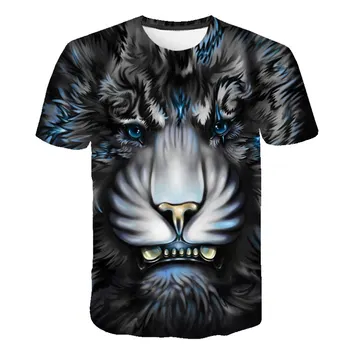 3d-prinditud looma-Hunt/tiger/lion king laste T-särk suvel moe krae ümber 4t-14t poisid ja tüdrukud streetwear t-särgid