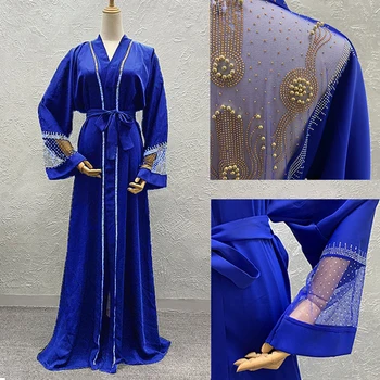 2021 Moslemi Pits Maxi Kleit Abaya Tikandid Pearl Pikk Rüüdes Tuunika Kimono Jubah Lähis-Ida Ramadan Araabia Islami Riided