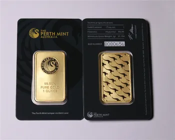 Perth Mint 1 Oz Troy 99.99% Pure Gold Pinnatud Replica Suveniiride Austraalia Kõrge Leevendust Token Gold Bar dhl tasuta shipping