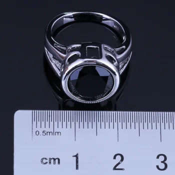 Ülev Ring Must Kuupmeetri Tsirkooniumoksiid Hõbetatud Sõrmus V0449