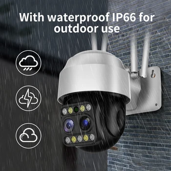Yoosee 3MP IP-Kaamera, Wifi, Dual-Objektiiv 4X PTZ Security Cam Surveilance PIR Liikumisandur Öise Nägemise kahesuunaline Audio Veekindel CCTV Kaamera