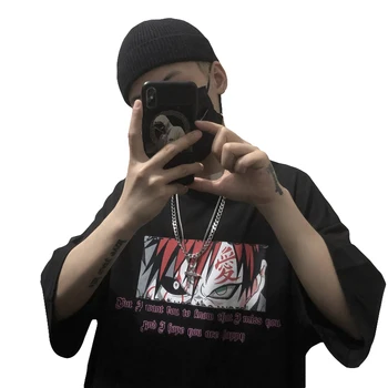 2021 Mees Suvel Tops Naruto Prindi Lühikesed Varrukad Naiste Harajuku T-särk Big Itachi Must Gooti Punk, Hip-Hop Paarid Tshirts