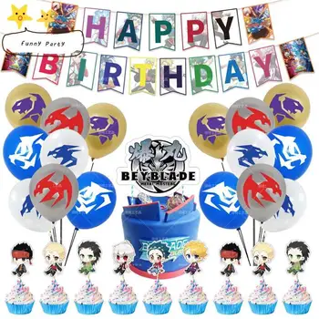 Beyblade Partei Asjade Beyblade õhupallid Lõhkeda GT Sünnipäevaks Banner poisid Cake Toppers Teenetemärgi Lapsed Plahvatusohtlik Güroskoop