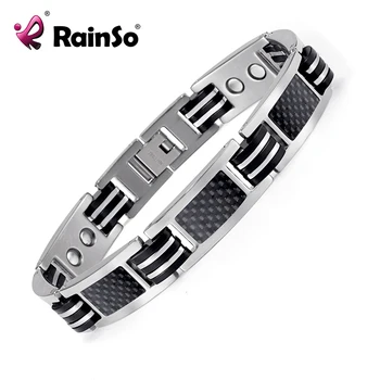 Rainso Titanium Black Carbon Fiber Käevõrud&Bangles Magnetic Health Care Pinnatud Käevõru Meeste Ehted OTB-1272