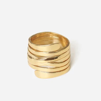Peri'sBox mitmekihilise Pakitud Spiraal Geomeetriline Rõngad Messing Kuld Rõngad, Naised Ringi Poleeritud Kinnitus Rõngad 2019 Mood