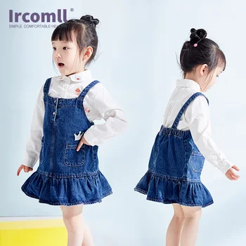 Ircomll Uuemad Baby Tüdrukute Teksad Mini Kleit Rihm Lapsed Denim Armas Ruffles Crown Tunked Suvel Jumper Kleidid Väikelapse Riideid