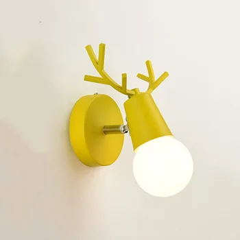 Põhjamaade LED Seina Tuled Värvikas Cartoon Hirve Sarved Lugemise Sconce elutoas, Magamistoas täispuidust Makaron Põder Seina Lamp