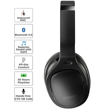 COWIN E9 Aktiivne Müra Tühistamise Kõrvaklapid, Bluetooth Kõrvaklappide Juhtmeta Peakomplekti Üle Kõrva Mikrofoniga Aptx HD Heli Kõrvaklappidest