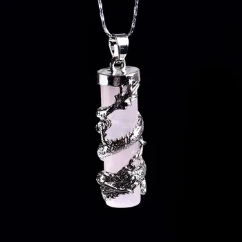 1TK looduslik mineraal kristall ehted dragon veerus ripats eestkostja mood paar ripats kaelakee DIY kingitus ornament