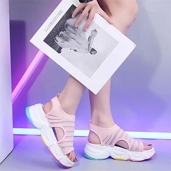 COOTELILI Naiste Suve Sandaalid Sandaalid Kontsa Kõrgus 5cm Mood Kingad, Platvorm Sandaalid Uus Mood Vikerkaar Ainus Sandaalid Tõsta Kohta