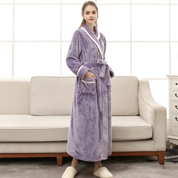Naiste Hommikumantlid Sooja Talve Lady Terry Sleepwear Pehme Pluss Suurus Tahke Pikad Varrukad Riideid Naistele Kohev Kimono Kaste Kleit