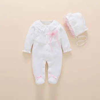 2020 New born beebi tüdruk footies kevadel puuvillane beebi tüdruku riided komplekt koos peapael 0 3 6 kuu beebi tüdruku riided ropa de bebe