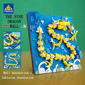 KAZI väikesed osakesed Hiina stiilis kaunistused Kowloon seina DIY dragon mudel laste puzzle kokkupanek ehitusplokid mänguasi kingitus