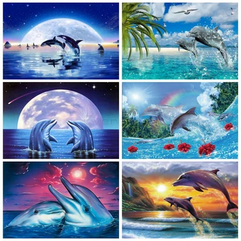 EverShine Diamond Maali Täis Puurida Square Loomade Diamond Tikandid Dolphin Ristpistes Kive Kunsti Kingitus Wall Decor