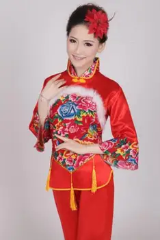 Uus Aasta Punane Hanfu Naiste Hiina Traditsiooniline Ülikond Riigi Noorem Stiilis Riided Fänn Yangko Etapp Tantsu Riided Kostüümid