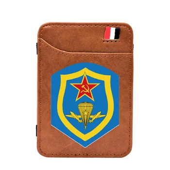 Klassikaline Nõukogude Õhus Väed Pruun Nahast Rahakott Vintage Mehed Naised Mini Slim Raha Klambrid Kaardi Rahakott