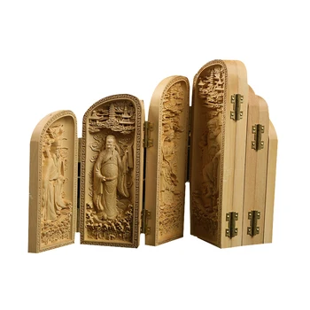 Kaheksa Surematu Kokkupandavad Puidust kast Skulptuur Feng Shui vintage Hiina Jõulud kingitus eriline puidust käsitööna teenetemärgi tarvik