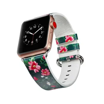 Kevad Lill, Nahast Rihm Apple Watch Band Seeria 1/2/3/4/5 44mm 42mm 40mm 38mm Maaelu Lilleline Käevõru iWatch Bänd