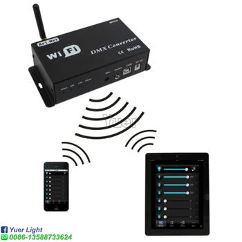 WiFi DMX512 Töötleja Android või IOS Süsteemi Wifi APP Kontrolli Par Valgus Etapp Liikuv Pea Valgusvihu Strobo Efekt Lamp DJ Disco