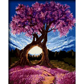 RUOPOTY Värvi Numbrid, kes Soovivad puu Akrüül-Käsitsi Maalitud lilled Õli Lõuendil Maali Seina Art Pilt Käsitöö kingitus