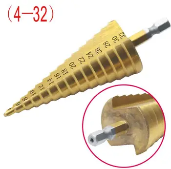 3pc Hss step drill bit set koonus auk lõikur Koondamise meetermõõdustik 4 - 12 / 20 / 32mm 1 / 4 