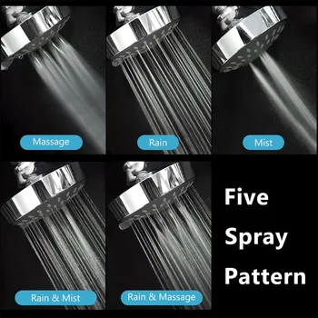 5 Spray Muster Hõbe Dušš Vannitoa Tarvikud Seinale paigaldatud Mugav Ja Praktiline, Vastupidav, Dušš Reguleeritav Dušš Peaga