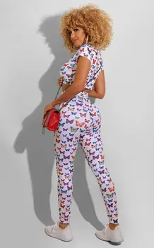 Naiste Värviline Liblikas Trükitud Sobiks 2020. Aasta Suvel T-särk, Püksid, Kahe-osaline Komplekt, Euroopa ja AmericanClothing