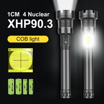 Super xhp90.3 ultra-ere led taskulamp 18650 koos COB valgus kõige võimsad välklambid Laetav usb laterna zoom Käsi lamp