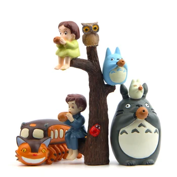 9pcs/palju Minu Naaber Totoro Tarne PVC Kass Tegevus Joonis Nukk Satsuki Mei Puit Öökull Diy Maastiku Vaik Plastikust Mudel