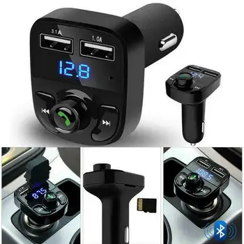 Bluetooth-autovarustus-Vabad Helistamine FM Saatja Auto Bluetoooth V5.0 Auto MP3 Mängija 2.4 Kiire Laadimine USB autolaadija