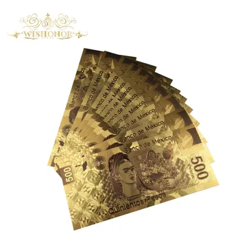 10tk/palju Mehhiko Pank Lisa Värvi Kuld Pangatähtede 500 Peeso Pangatähtede 24k kullatud Raha Võltsitud Kogumine