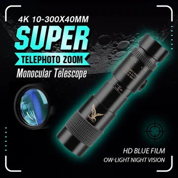 4K 10-300X40MM Super Telefoto Monocular Teleskoobi Suurenduse Monocular Binoklid Tasku Teleskoobi Nutitelefoni pildistamiseks