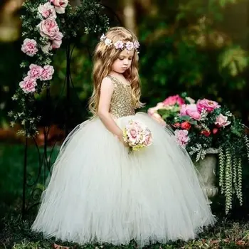 Pudcoco Tüdruk Kleit Flower Girl pits Printsess Kleit Lapsed Partei Võistlused Pulmas Pruutneitsi Kleidid