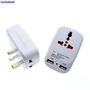 Universaalne Rahvusvaheline Plug Adapter 2 USB-Porti World Travel AC Laadija Adapter EL & UK Converter With LED