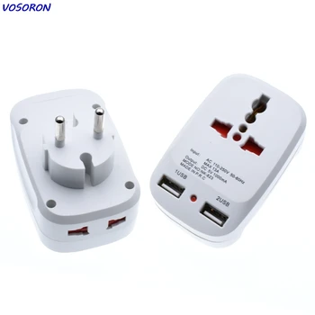 Universaalne Rahvusvaheline Plug Adapter 2 USB-Porti World Travel AC Laadija Adapter EL & UK Converter With LED
