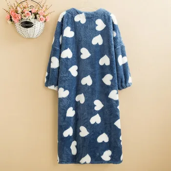 Talvine naiste fliis soe pikk Pidžaama paks sleepdress geomeetria kodune sleepwear suured 10XL lahti rasva Pijamas sinine roosa 54 58