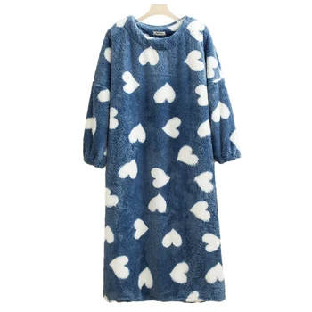 Talvine naiste fliis soe pikk Pidžaama paks sleepdress geomeetria kodune sleepwear suured 10XL lahti rasva Pijamas sinine roosa 54 58