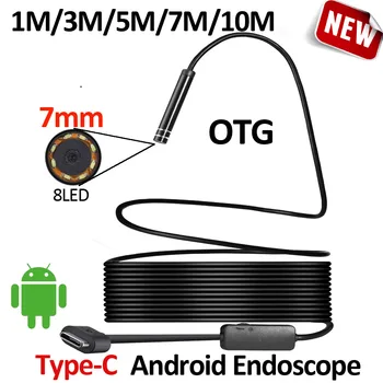 7mm Objektiivi Tüüp C Androidi USB-Endoscope Kaamera 1M Paindlik Madu Hardwire Toru kontrollimiseks USB TypeC Android Telefoni Kaamera Borescope