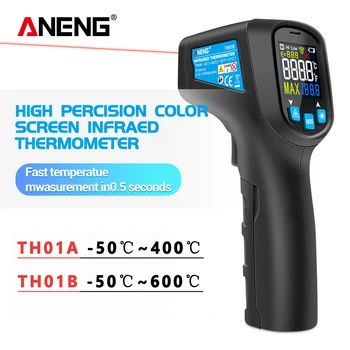ANENG TH01B Digitaalne infrapuna Termomeeter IR laser Sensor Relv Mingit Kontakti Thermometre -50~600C Arvesti Pyrometer Temperatuur Tester