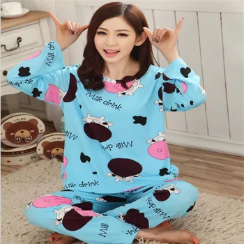 2020. Aasta Sügisel Kollane Cartoon Lehm Pidžaama Komplekt Naiste Vabaaja Püksid Sleepwear Kawaii Pijamas Pikad Varrukad Soe Naine Homewear