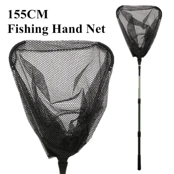 130/190cm Fishing Net Ülestõstetav Teleskoop Maandumine Net Kokkupandavad Alumiiniumist Kolmnurk/Roostevabast Terasest Ringi Lennata Kalapüük