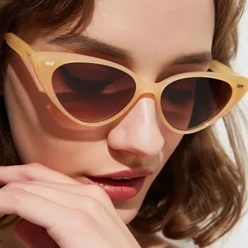 Seksikas Kolmnurk Cat Eye Päikeseprillid Naistele Brändi Disainer, Vintage Valge Cateye päikeseprillid Naine Oculos De Sol UV400