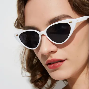 Seksikas Kolmnurk Cat Eye Päikeseprillid Naistele Brändi Disainer, Vintage Valge Cateye päikeseprillid Naine Oculos De Sol UV400
