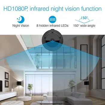 Mini, WiFi, Kaamera, 1080P HD-IR-Night Vision Home Security IP Kaamera CCTV liikumistuvastus beebimonitor Peidetud TF Kaardi
