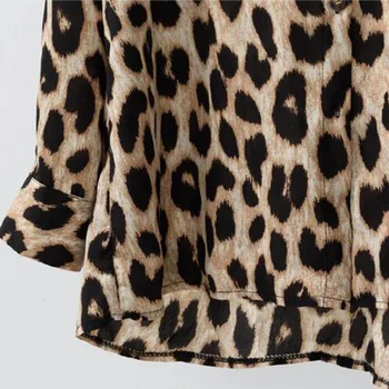 2019 Kevadel Naiste Leopard Printida BigSize 4xl Pluus Särk OL Elegantne Turn-down) Krae Pikk Varrukas Nuppu Särk Streetwear