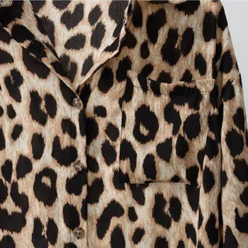2019 Kevadel Naiste Leopard Printida BigSize 4xl Pluus Särk OL Elegantne Turn-down) Krae Pikk Varrukas Nuppu Särk Streetwear