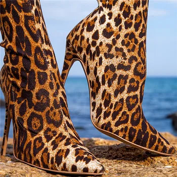 Mstacchi Uus Kevad-Sügis Seksikad Kõrged Kontsad Fashion Saapad Naistele Üle Põlve Venitada Saapad Leopard Stilettos Suur Suurus 33-43