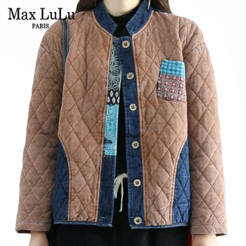 Max LuLu 2020 Hiina Uus Mood Disainer Naiste Vintage Mantlid Daamid Lahti Soe Talvel Jakid, Trükitud Polsterdatud Pluss Suurus Riided