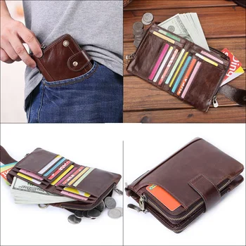 MISFITS cowhide lukuga rahakott meestele ehtne nahk mündi rahakott vintage kaardi omanik lühike portefeuille homme väike raha kott